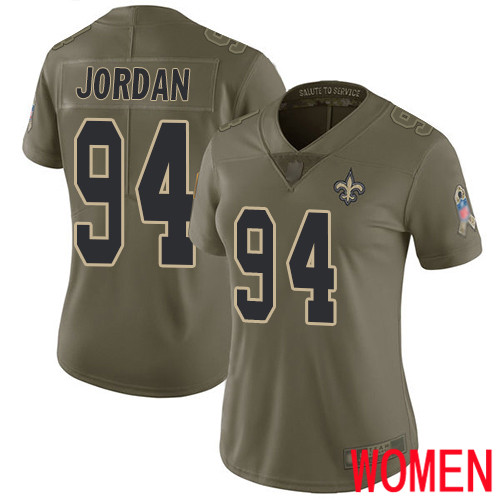 New Orleans Saints Limited Olive Women Cameron Jordan Jersey NFL Football #94 2017 Salute to Service Jersey->women nfl jersey->Women Jersey